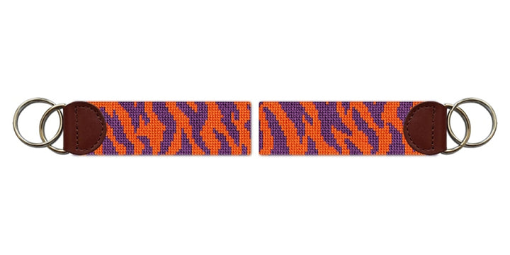 Purple Tiger Stripes Needlepoint Key Fob