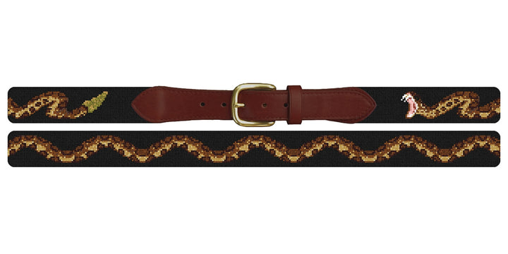 Rattlesnake Black Needlepoint Belt