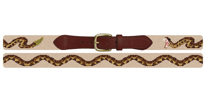 Rattlesnake Khaki Needlepoint Belt