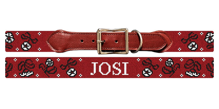 Spanish Rojo Needlepoint Dog Collar