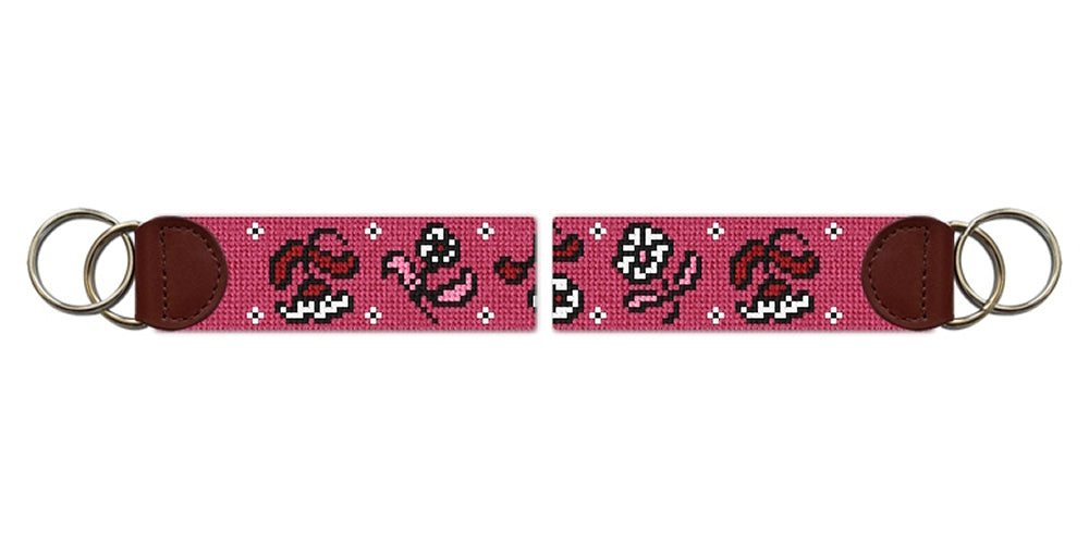 Spanish Rose Needlepoint Key Fob