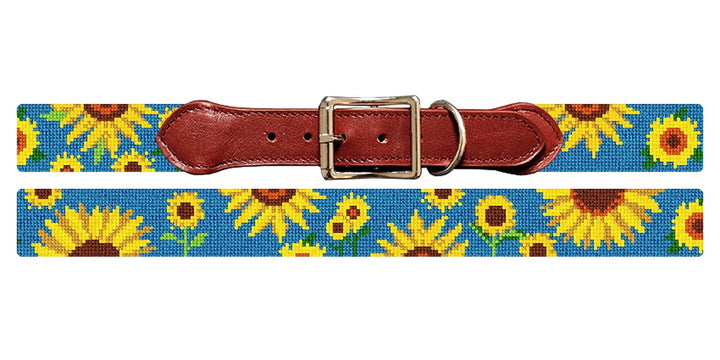 Summer Sunflower Needlepoint Dog Collar