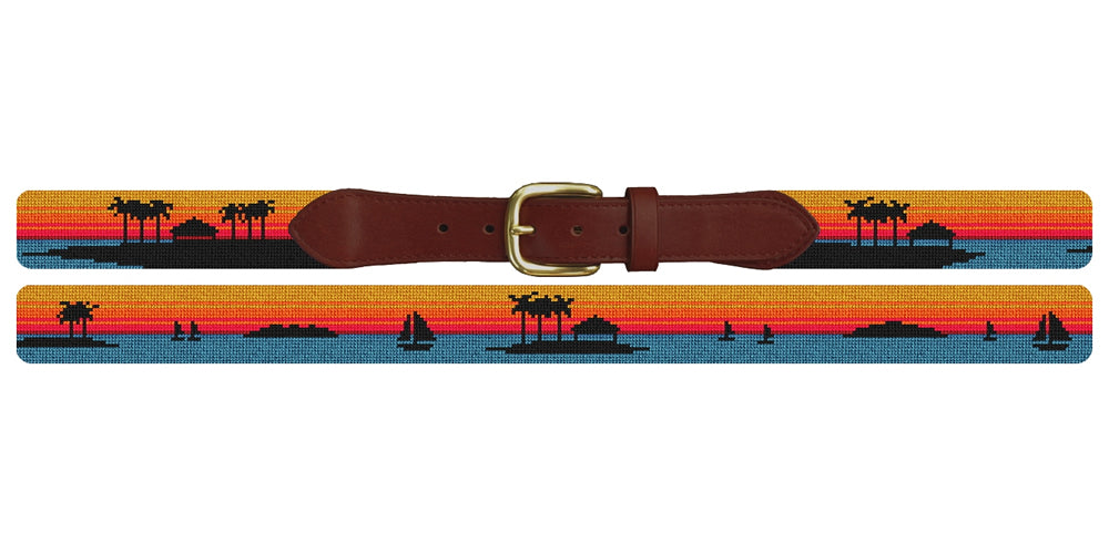 Sunset Sailing Needlepoint Belt