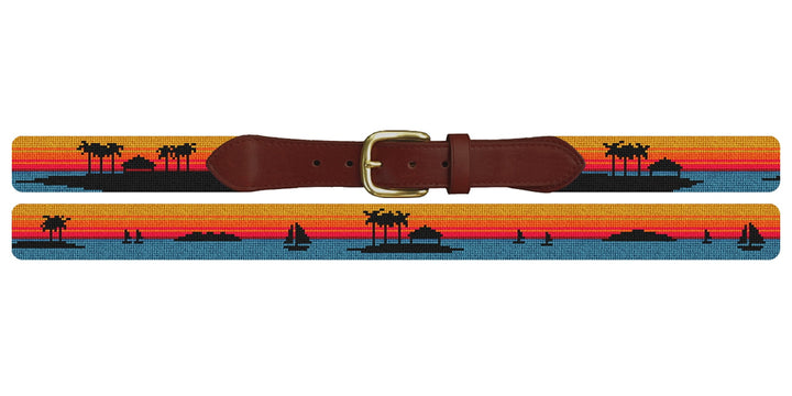 Sunset Sailing Needlepoint Belt