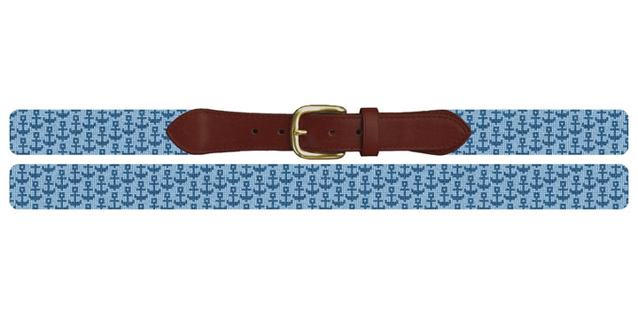 Tiny Anchors Blue Needlepoint Belt