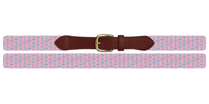 Tiny Anchors Pink Needlepoint Belt