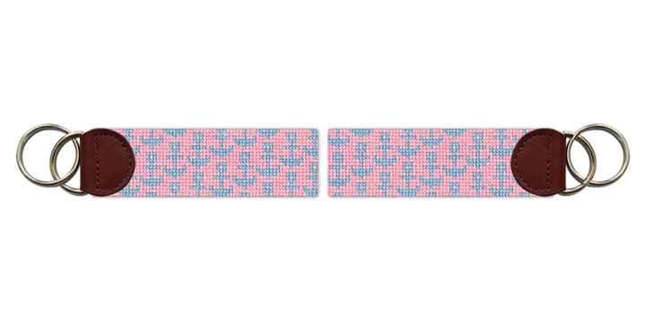 Tiny Anchors Pink Needlepoint Key Fob