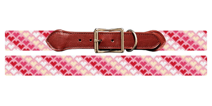 Tiny Hearts Needlepoint Dog Collar