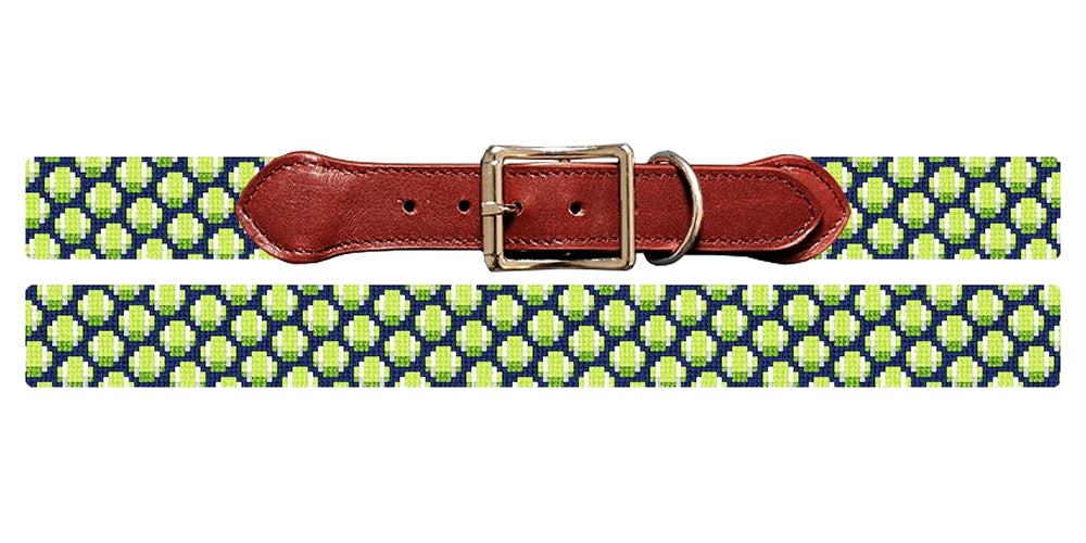 Tiny Tennis Balls Needlepoint Dog Collar