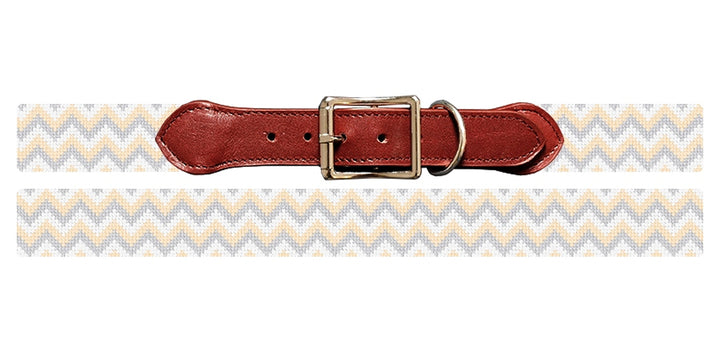 Tricolor Chevron Needlepoint Dog Collar