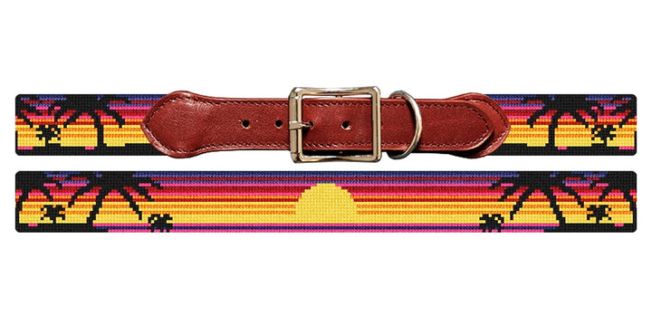 Tropical Sunset Needlepoint Dog Collar