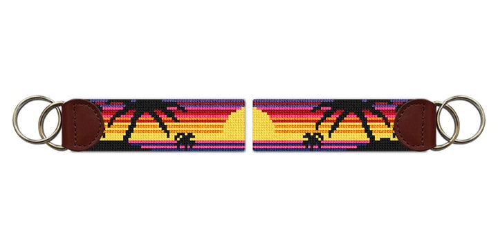 Tropical Sunset Needlepoint Key Fob