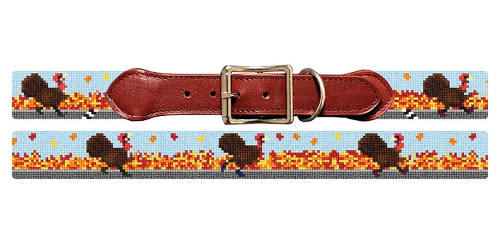 Turkey Trot Needlepoint Dog Collar