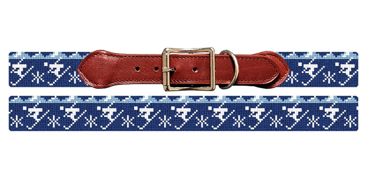 Winter Skiing Needlepoint Dog Collar