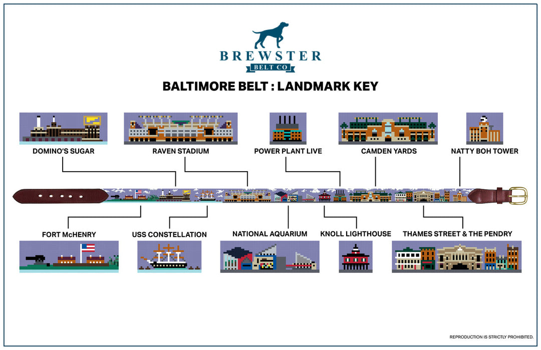 Baltimore Landscape Needlepoint Belt