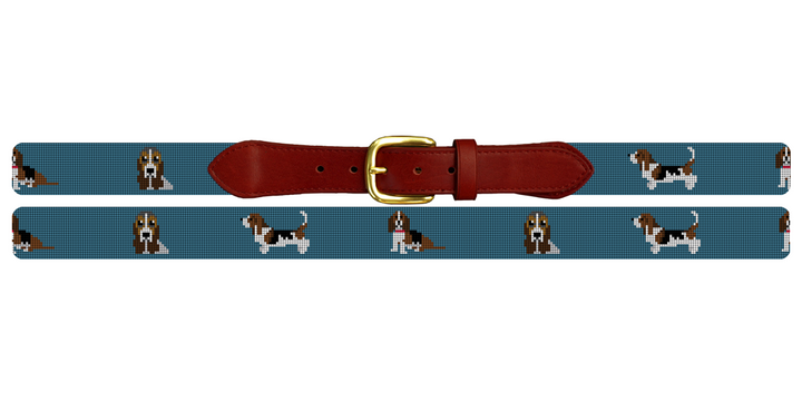 Basset Hound Needlepoint Belt