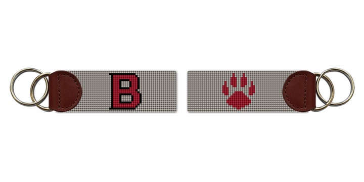 Bates College Paw Print Needlepoint Key Fob