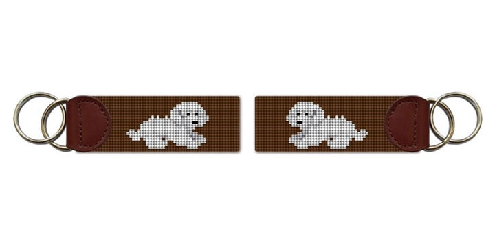 Bichon Frisé Needlepoint Key Fob