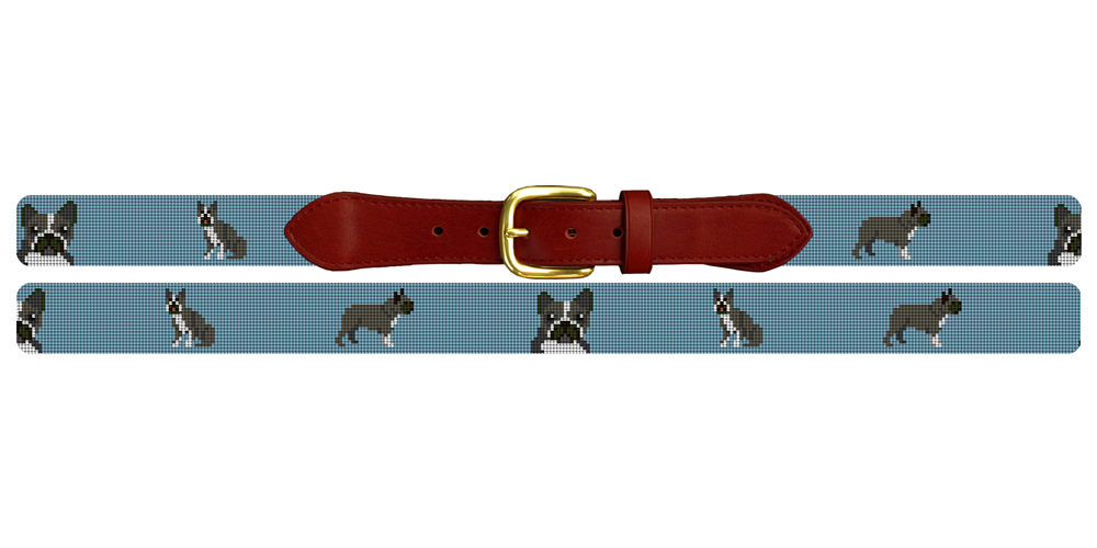 Boston Terrier Needlepoint Belt