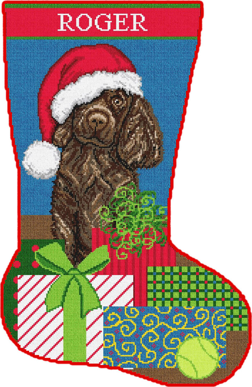Boykin Spaniel Rescue 2023 Needlepoint Christmas Stocking