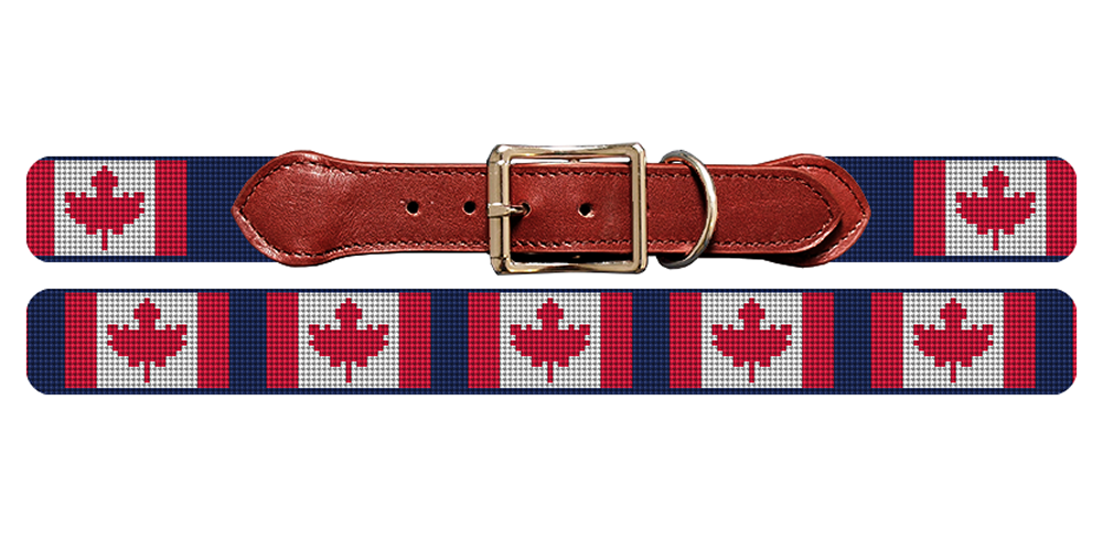 Canada Flag Needlepoint Dog Collar