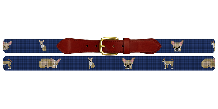 Chihuahua Needlepoint Belt