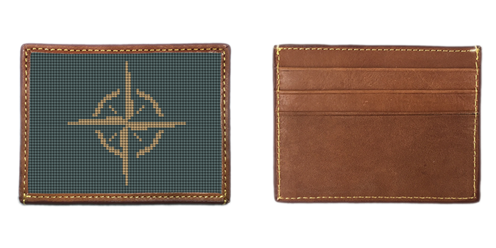 Classic Compass Needlepoint Card Wallet