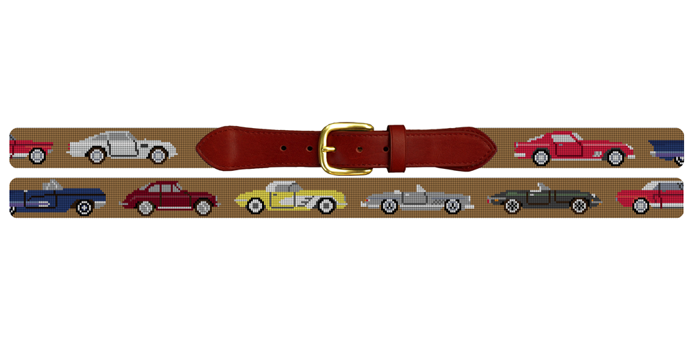 Classic Cars Needlepoint Belt