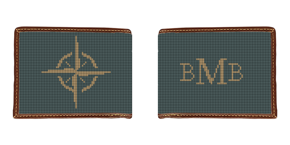 Classic Compass Needlepoint Wallet