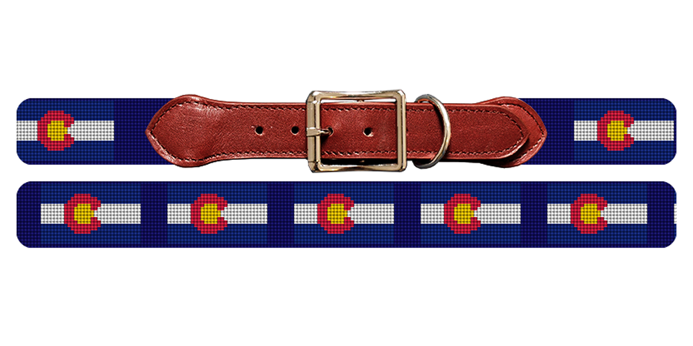 Colorado Flag Needlepoint Dog Collar