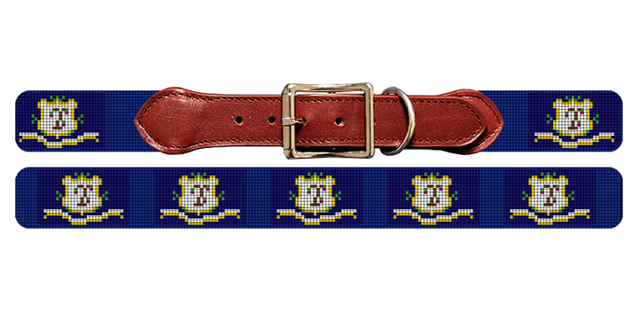 Connecticut Flag Needlepoint Dog Collar