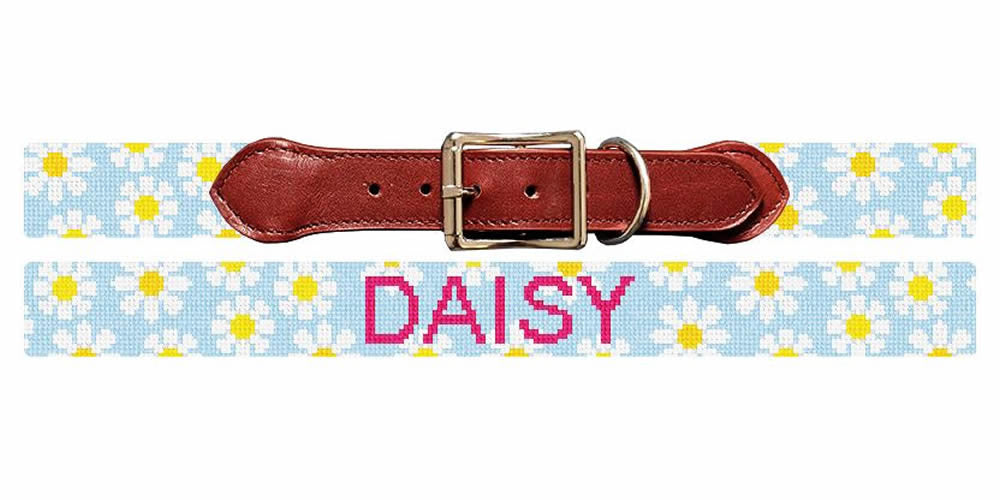 Daisy Needlepoint Dog Collar