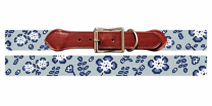 Dancing Blossoms Needlepoint Dog Collar