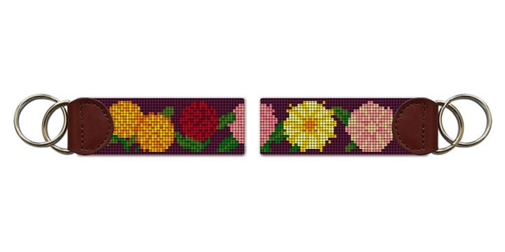 Darling Dahlias Needlepoint Key Fob