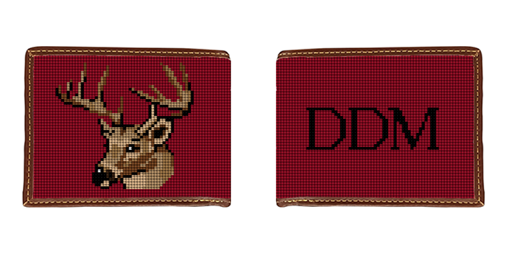 Deer Head Needlepoint Wallet