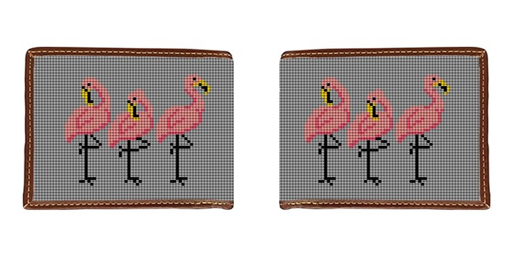 Fancy Flamingos Needlepoint Wallet