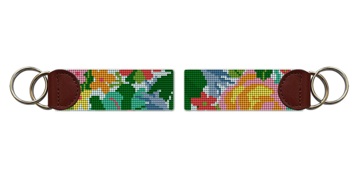 Fancy Floral Needlepoint Key Fob