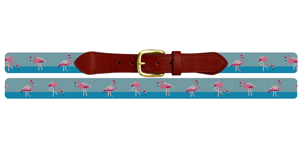 Flamingo Needlepoint Belt