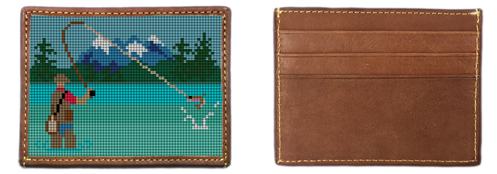 Fly Fishing Needlepoint Card Wallet