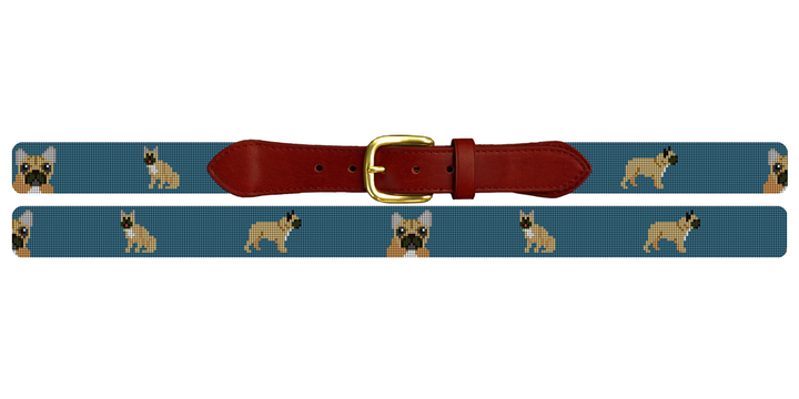 French Bulldog Needlepoint Belt