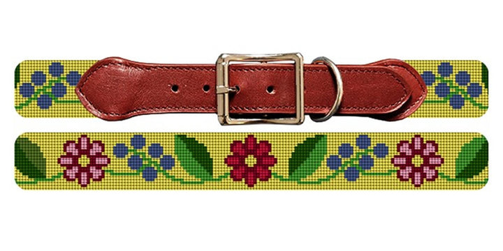 Fresh Floral Needlepoint Dog Collar