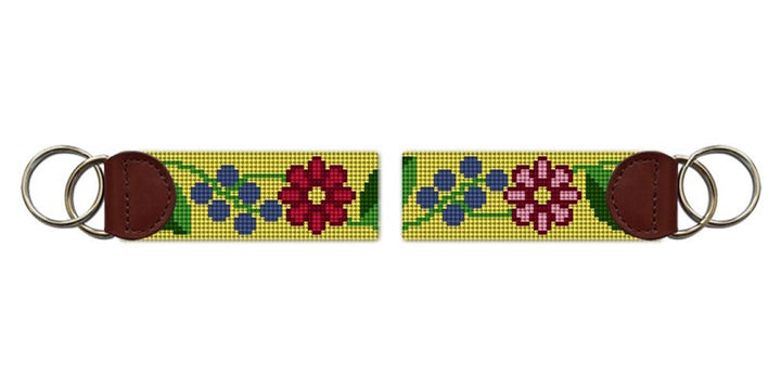 Fresh Floral Needlepoint Key Fob