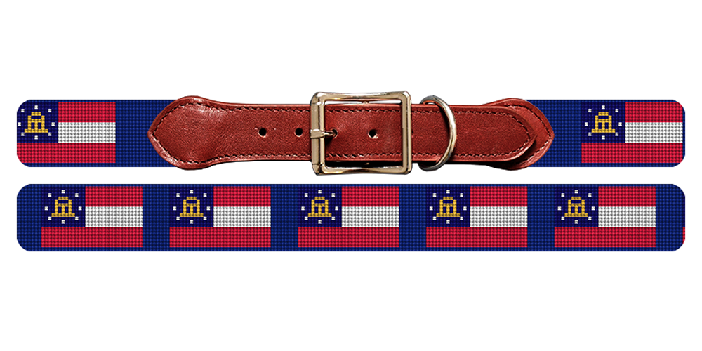 Georgia Flag Needlepoint Dog Collar