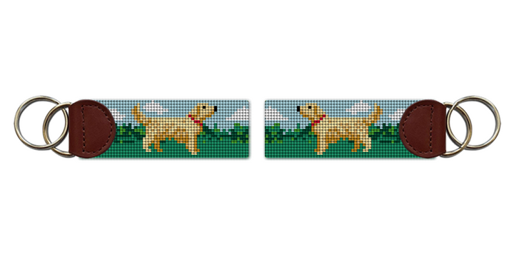 Golden Retriever Needlepoint Key Fob
