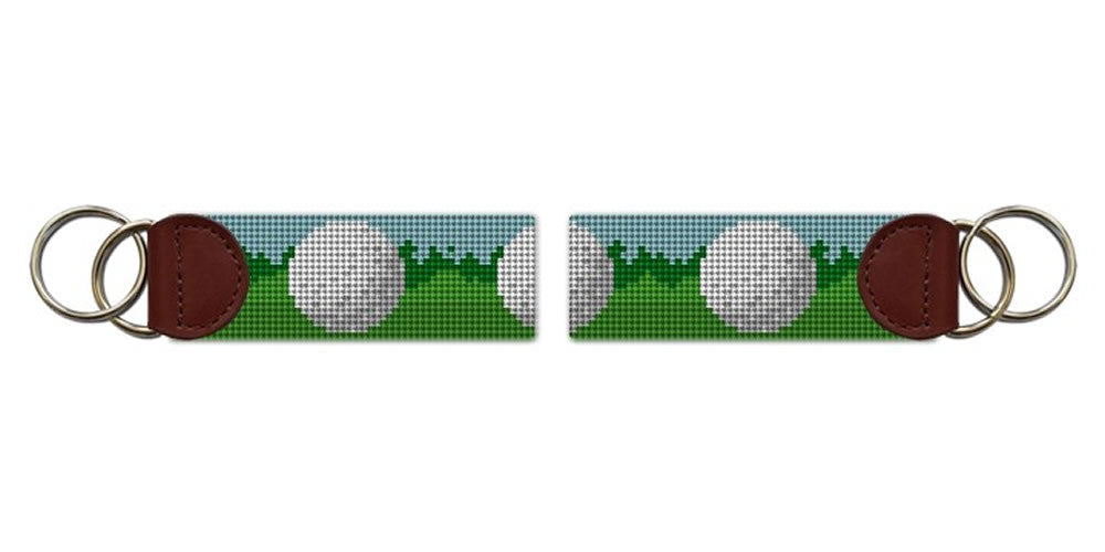 Golf Ball Needlepoint Key Fob