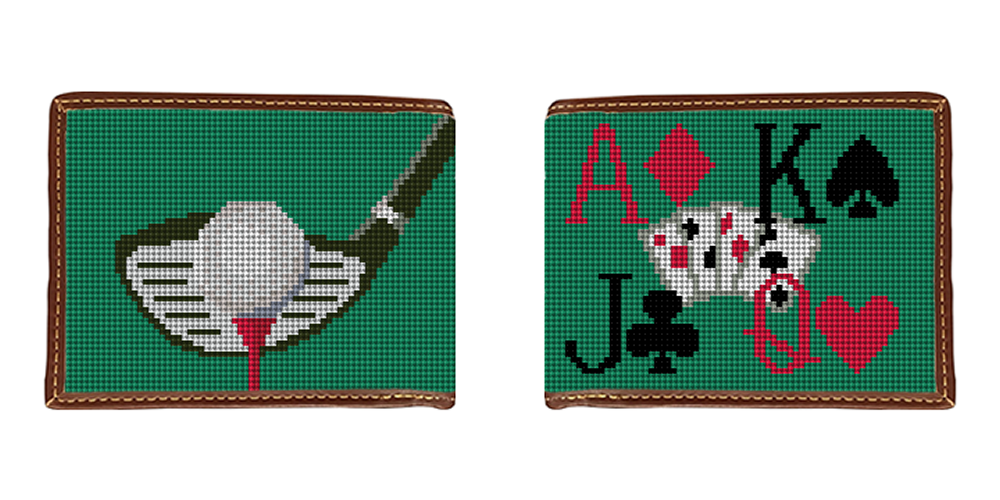 Golf and Poker Needlepoint Wallet