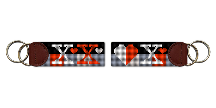 Hugs and Kisses Needlepoint Key Fob