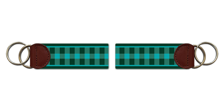 Jade Gingham Needlepoint Key Fob