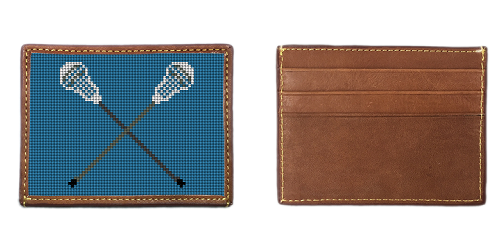 Lacrosse Sticks Needlepoint Card Wallet