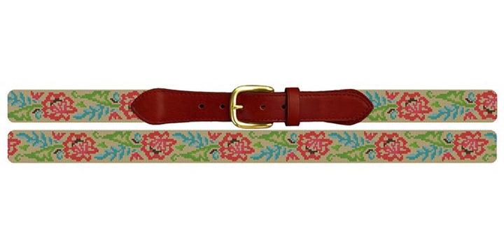 Lacy Floral Needlepoint Belt
